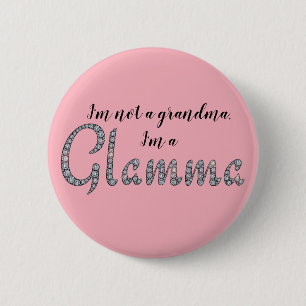 Glamma faux-bling rhinestones design 6 cm round badge
