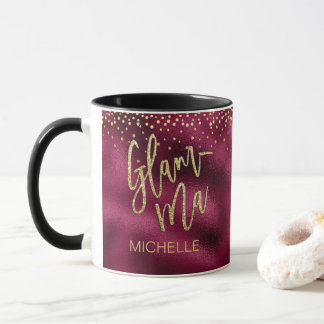 Glamma Glamourous Grandma Burgundy Foil Gold Name Mug