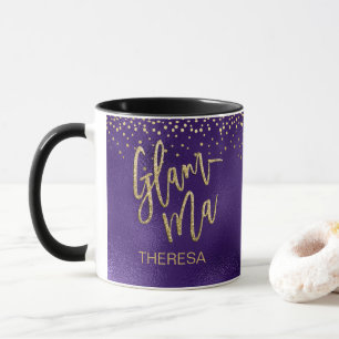 Glamma Glamourous Grandma Purple Foil Gold Dot Nam Mug
