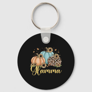Glamma Leopard Pumpkin Women Thanksgiving Fall Key Ring