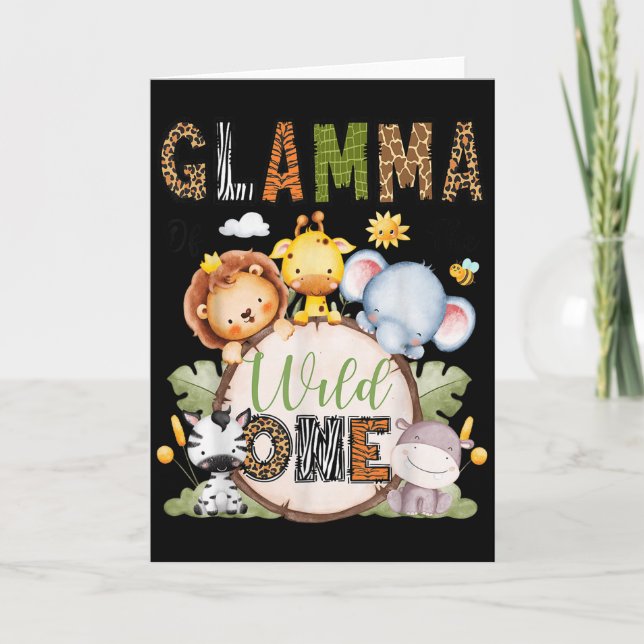 Glamma Of The Wild One 1st Birthday Boy Jungle Saf Card (Front)