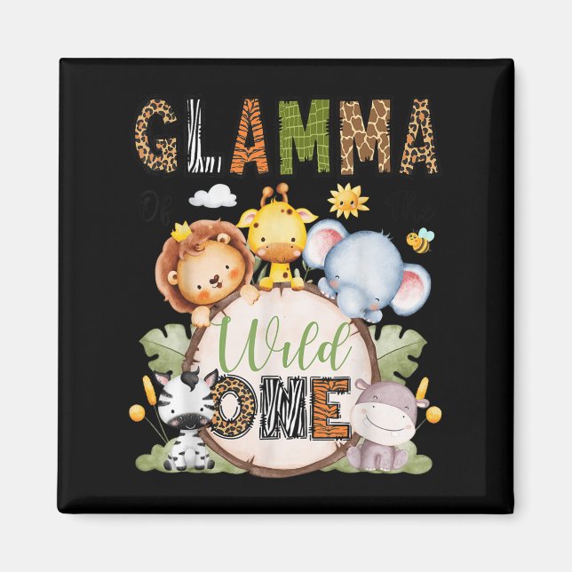 Glamma Of The Wild One 1st Birthday Boy Jungle Saf Magnet (Front)