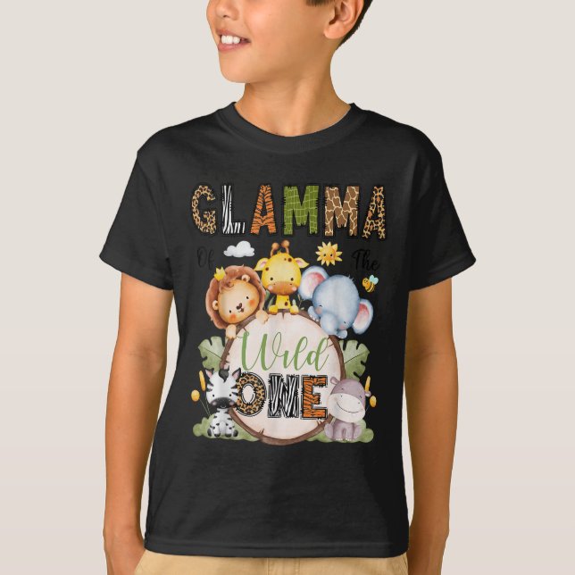 Glamma Of The Wild One 1st Birthday Boy Jungle Saf T-Shirt (Front)