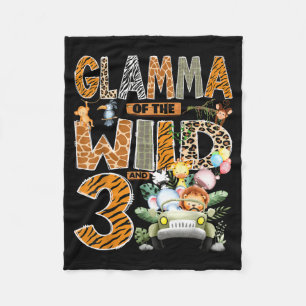 Glamma Of The Wild Three 3rd Birthday Boy Safari Fleece Blanket