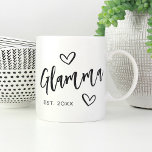Glamma Year Established Grandma Coffee Mug<br><div class="desc">Create a sweet keepsake for grandma with this simple design that features "Glamma" in hand sketched script lettering accented with hearts. Personalise with the year she became a grandmother for a cute Mother's Day or pregnancy announcement gift.</div>