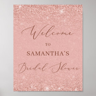 Glamor rose gold bridal shower welcome sign