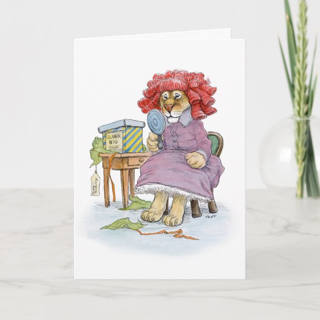 Glamor Wig Lioness Happy Birthday Card (Front)