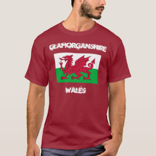 Glamorganshire, Wales with Welsh flag T-Shirt