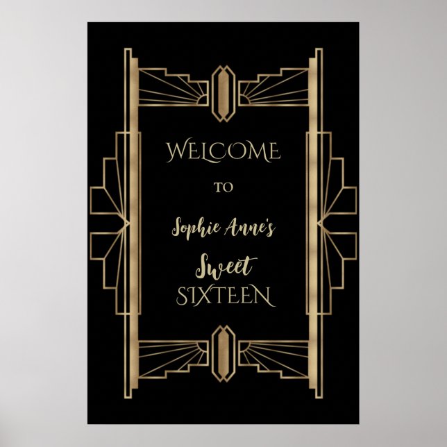 Glamorous 1920's Great Gatsby Art Deco SWEET 16   Poster (Front)