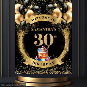 Glamorous 30th Birthday Cocktail Party Backdrop Tapestry