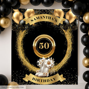 Glamorous 50th Birthday Backdrop Pink High Heels Tapestry
