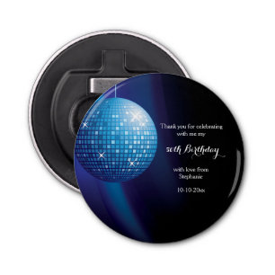 Glamorous 50th Birthday Blue Party Disco Ball Bottle Opener