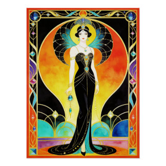 Glamorous Art Deco Siren (2) Poster