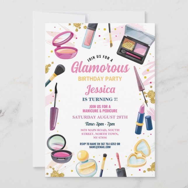 Glamorous Birthday Beauty Manicure Party Invitation (Front)