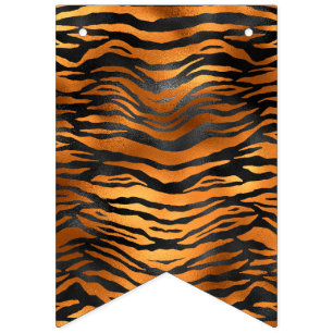 Glamorous Black Brown Tiger Stripes Animal Print Bunting