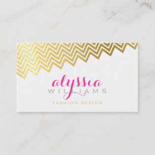 GLAMOROUS chevron pattern stylish shiny gold foil Business Card