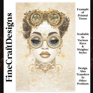 Glamorous Chic Steampunk Female Gold Q1 Decoupage Tissue Paper