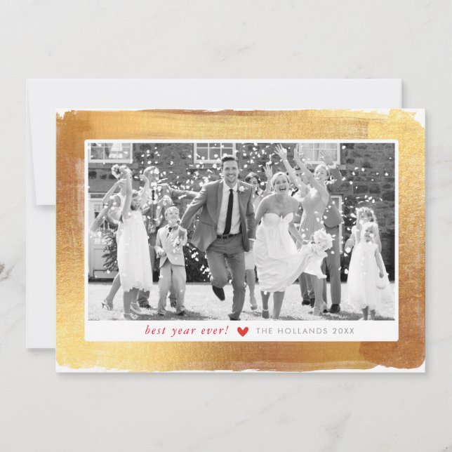 GLAMOROUS CHRISTMAS CARD glam gold brushed border (Front)