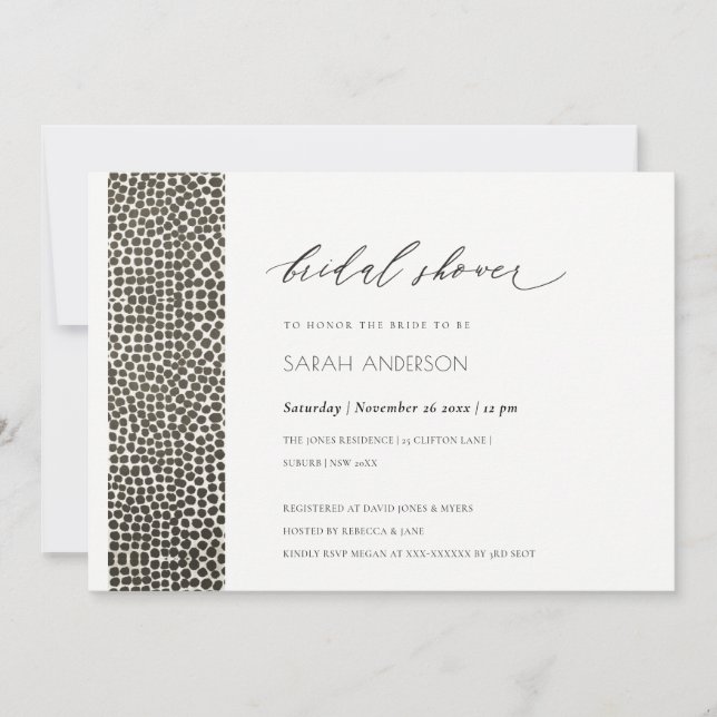 GLAMOROUS COPPER SILVER DOTS MOSAIC BRIDAL SHOWER INVITATION (Front)