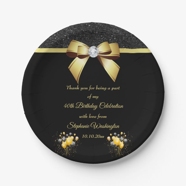 Glamorous Elegance Birthday Paper Plate (Front)