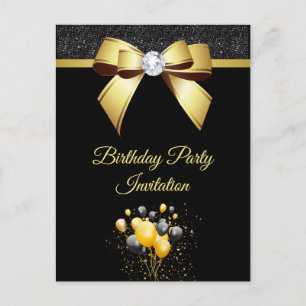 Glamorous Elegance Birthday Party Invitation Postcard