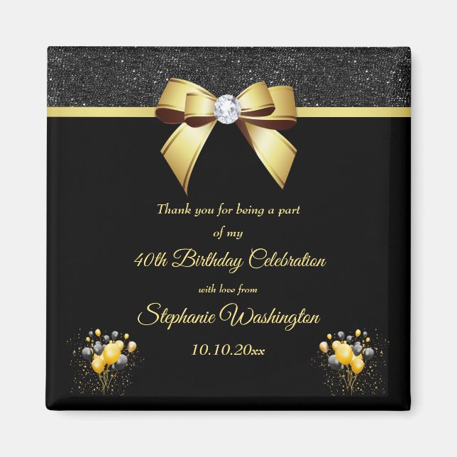 Glamorous Elegance Birthday Thank You Favor Magnet (Front)