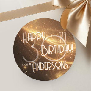 Glamorous Elegant Font Champagne Color Birthday Classic Round Sticker