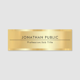 Glamorous Employee Staff Template Elegant Gold Name Tag