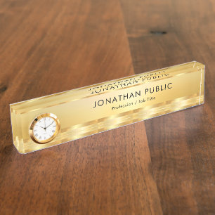 Glamorous Faux Gold Elegant Modern Template Nameplate