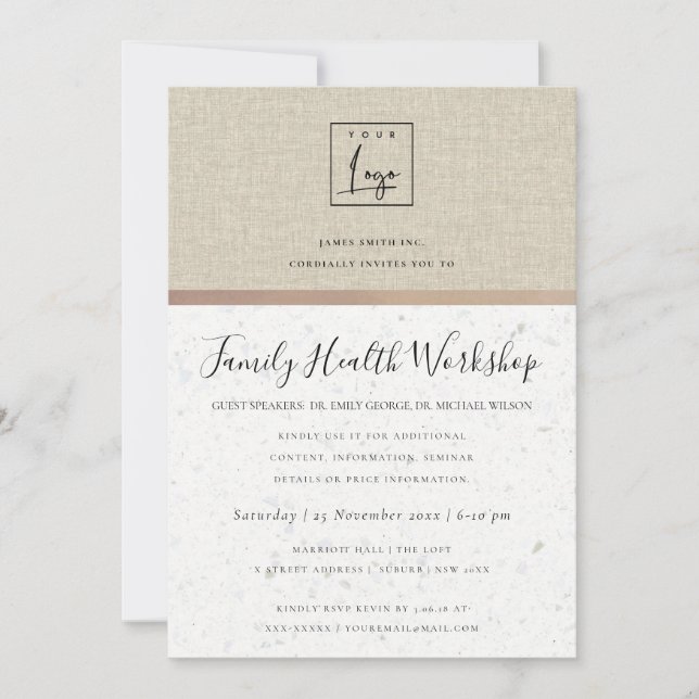 GLAMOROUS FAUX GOLD SEMINAR CORPORATE TALK EVENT INVITATION (Front)