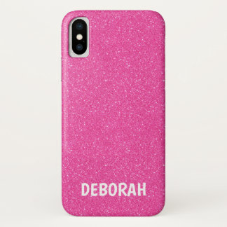 Glamorous Glitter Fuchsia | Girly Lady Boss iPhone X Case
