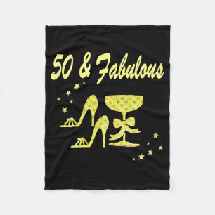 GLAMOROUS GOLD 50 AND FABULOUS BIRTHDAY FLEECE BLANKET