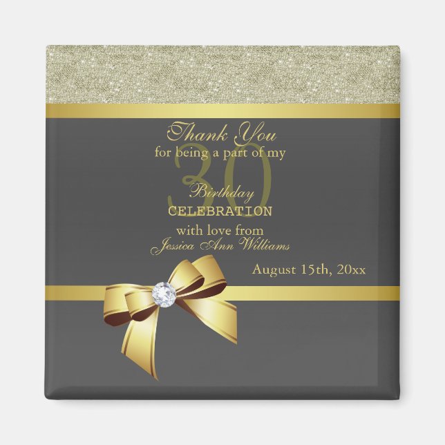 Glamorous Gold & Black Birthday Party  Magnet (Front)
