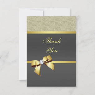 Glamorous Gold & Black Birthday Party Thank You Card