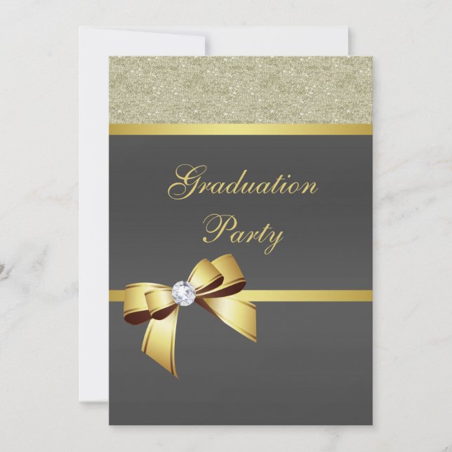 Glamorous Gold & Black Graduation Party   Invitation (Front)