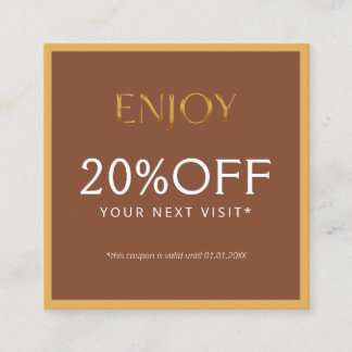 Glamorous Gold & Brown Lash Tech Discount Card