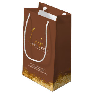 Glamorous Gold & Brown Lash Tech Small Gift Bag
