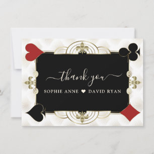 Glamorous Gold Casino Vegas Poker Wedding Thank You Card