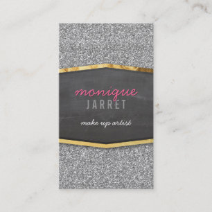 GLAMOROUS gold chalkboard panel glitter silver Business Card