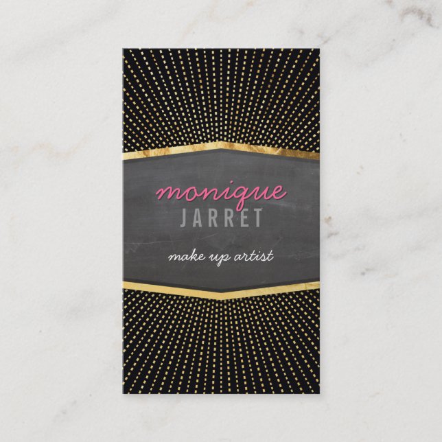 GLAMOROUS gold foil art deco sunburst modern black Business Card (Front)