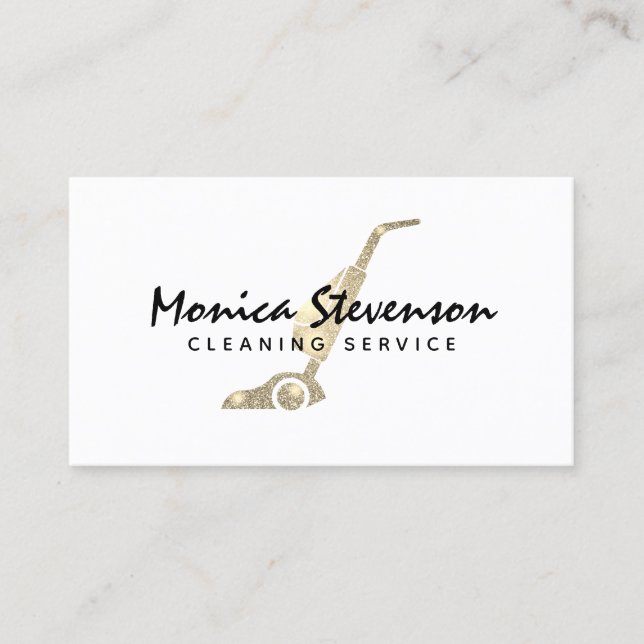 Glamorous gold glitter cleaning  business card (Front)