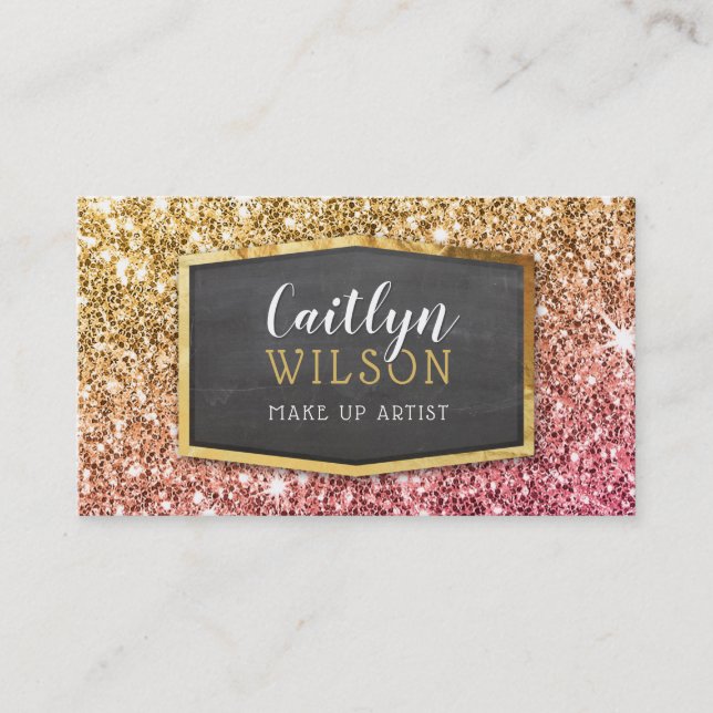 GLAMOROUS gold pink glitter sparkly glitzy luxury Business Card (Front)