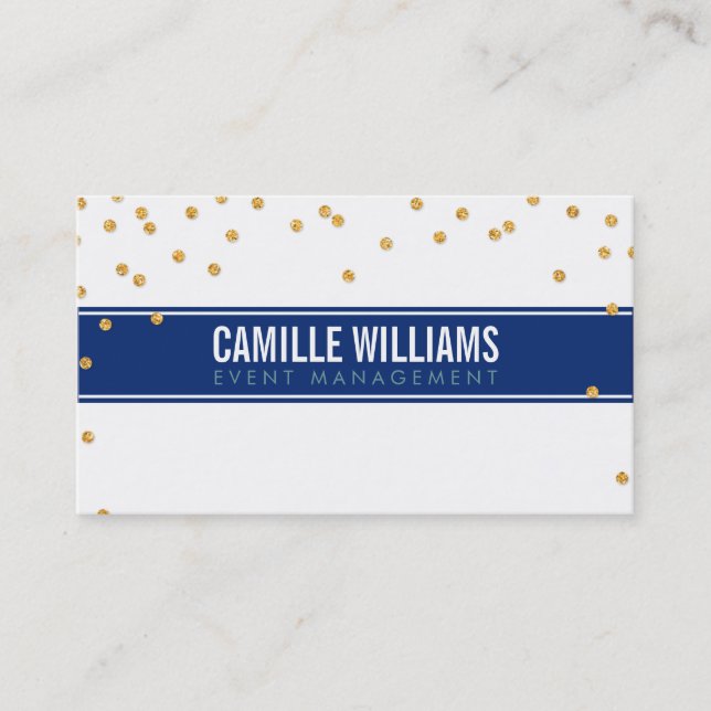 GLAMOROUS gold sparkly glitter confetti navy blue Business Card (Front)