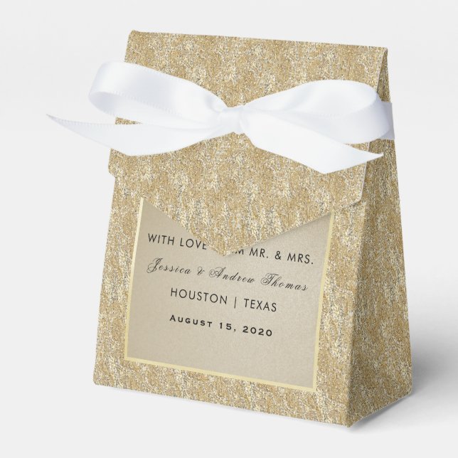 Glamorous Gold & Stylish Gem Wedding Favour Box (Front Side)
