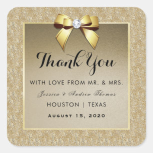 Glamorous Gold & Stylish Gem Wedding  Square Sticker