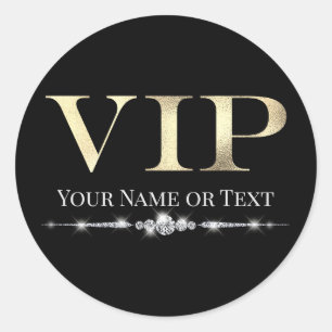 Glamorous Gold VIP on Black Classic Round Sticker