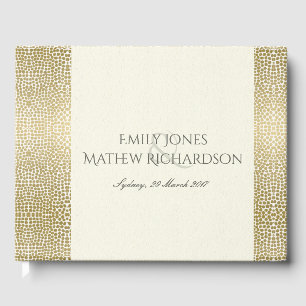 GLAMOROUS GOLD WHITE MOSAIC DOTS PERSONALISED GUEST BOOK