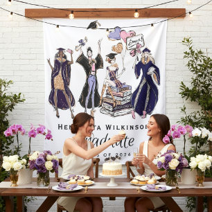 Glamorous Graduate Women Empowered Purple Gold Tapestry