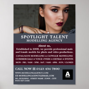 Glamorous Model, Modeling Agency, Model Agent Poster