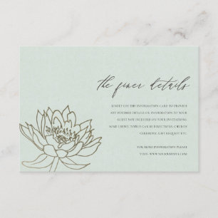 GLAMOROUS PALE BLUE SILVER  LOTUS  INFORMATION ENCLOSURE CARD